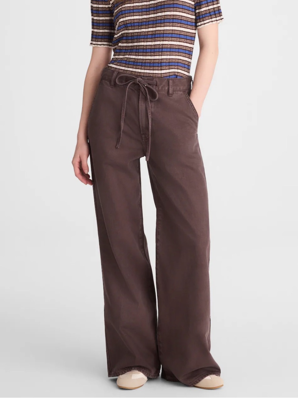 Madewell Brown Wide-Leg Drawstring Pants